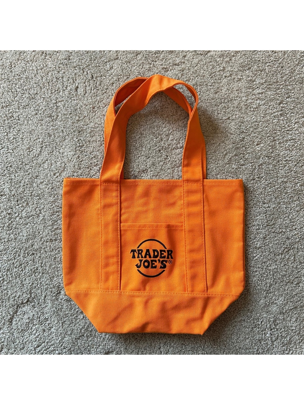 Trader Joe's Trick or Treat Small Orange Canvas Tote Bag